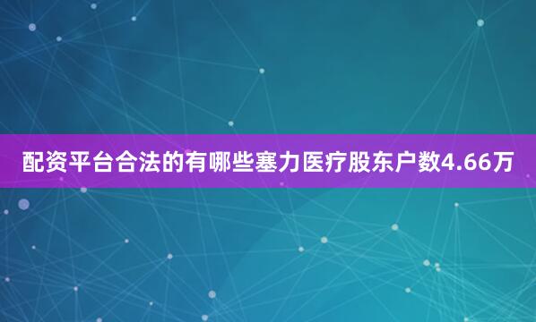 配资平台合法的有哪些塞力医疗股东户数4.66万
